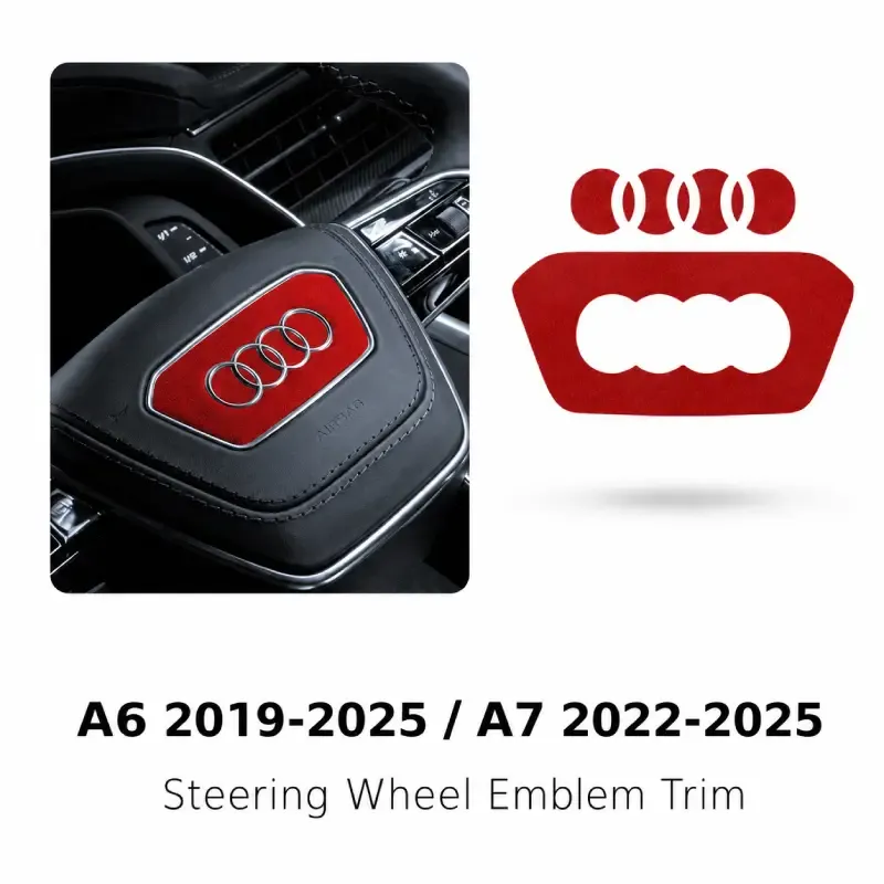 Asign Suede Steering Wheel Emblem Inlay Sticker Set for Audi A6 / A7