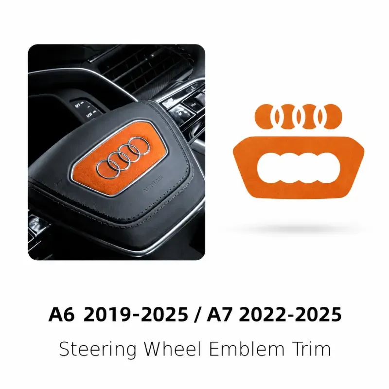 Asign Suede Steering Wheel Emblem Inlay Sticker Set for Audi A6 / A7