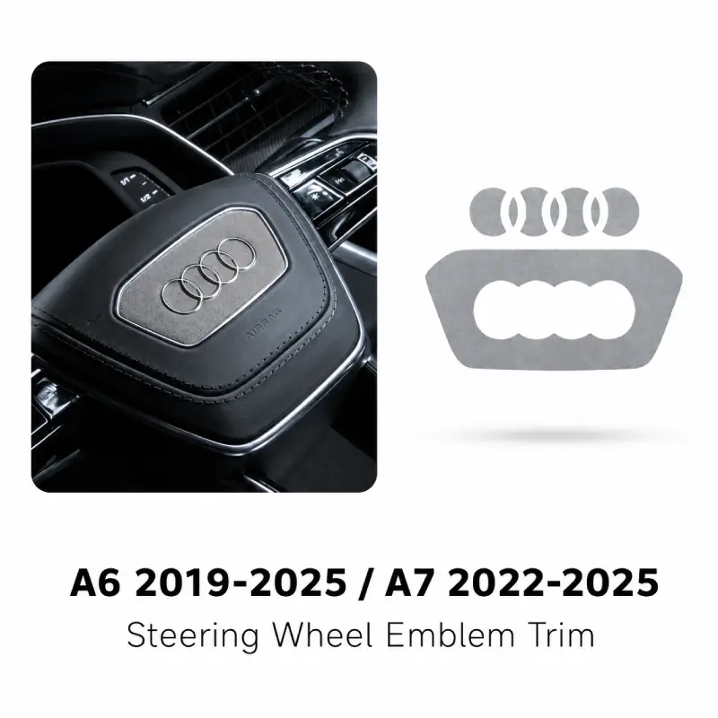 Asign Suede Steering Wheel Emblem Inlay Sticker Set for Audi A6 / A7