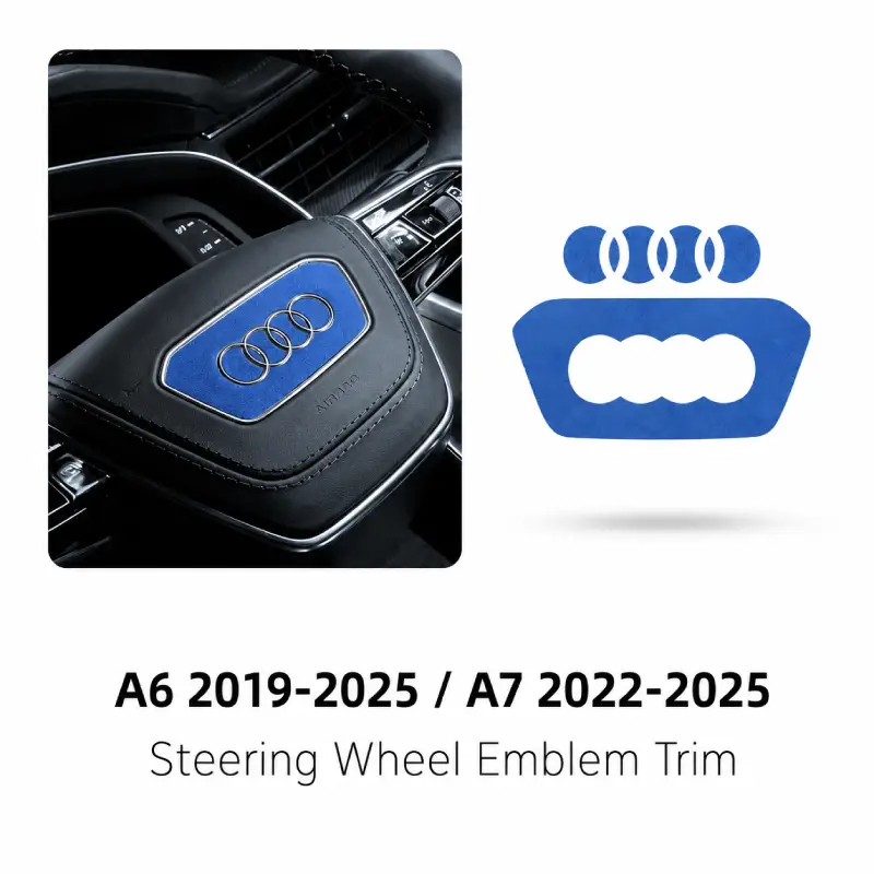 Asign Suede Steering Wheel Emblem Inlay Sticker Set for Audi A6 / A7