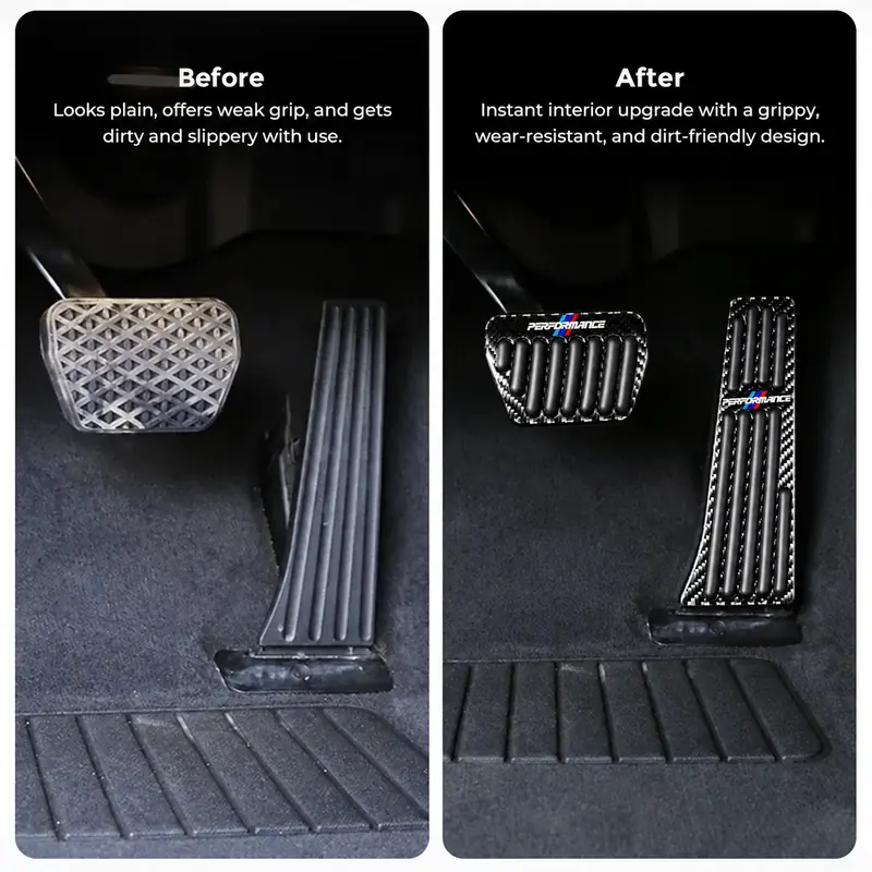 Asign Real Carbon Fiber Gas & Brake Pedal Covers for Select BMW Models — 2-Piece Set