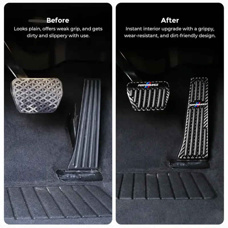 Asign Real Carbon Fiber Gas & Brake Pedal Covers for Select BMW Models — 2-Piece Set