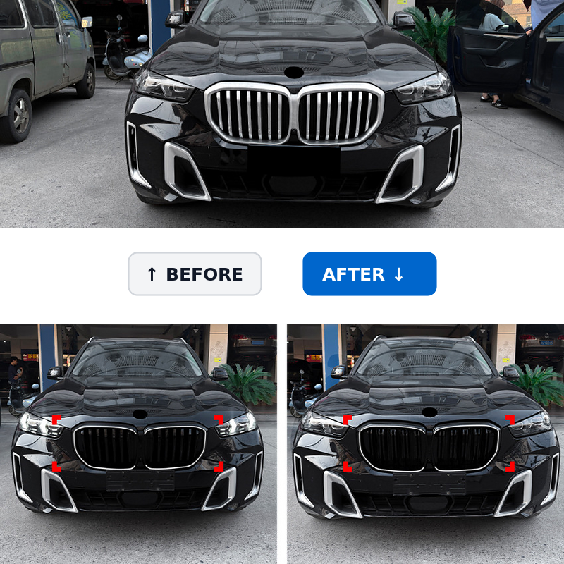 BMW X5 G05 LCI illuminated gloss black kidney grille real-world before and after comparison