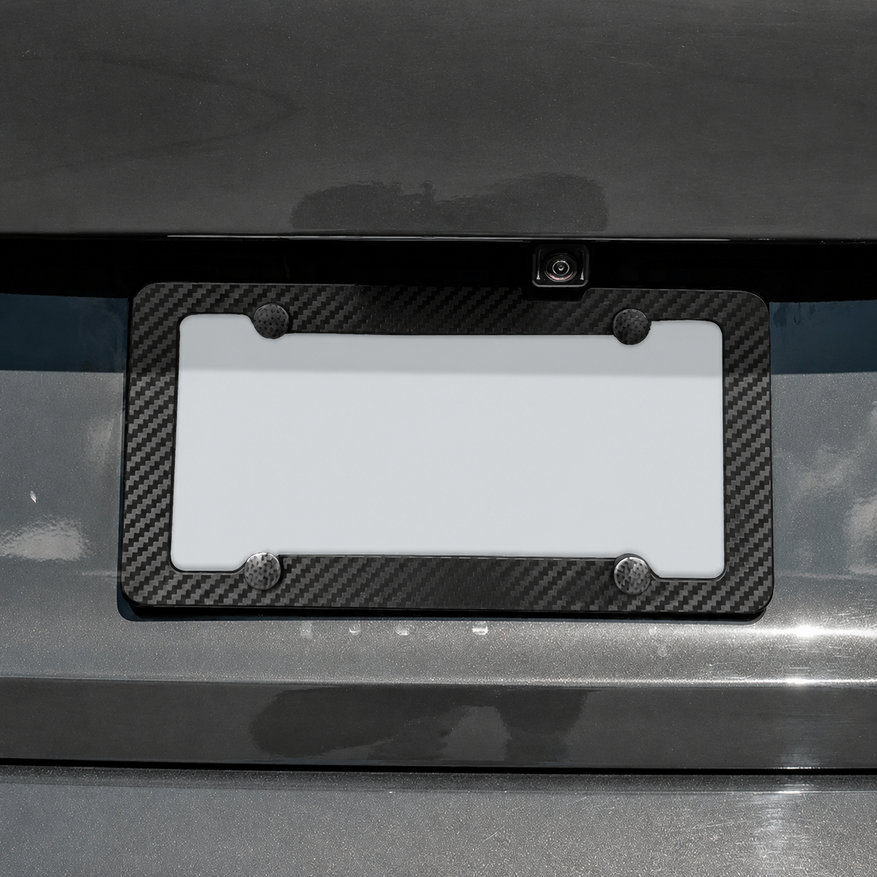 Asign Carbon Fiber Film License Plate Frame - Waterproof 4-Hole Universal Holder for Front & Rear Plates, Includes Fasteners and Screws
