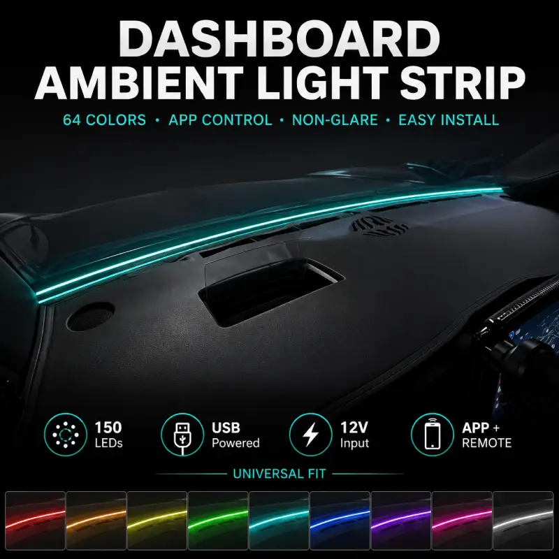 Asign Universal Dashboard Ambient Lighting Kit – 150cm App-Controlled RGB Interior Light Strip