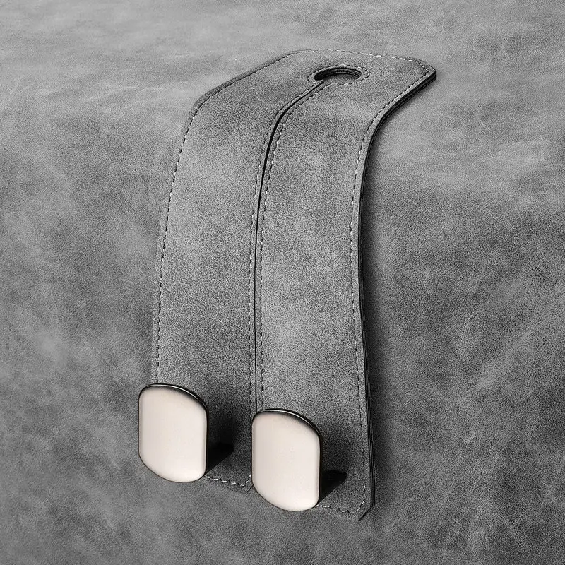 One piece graphite grey universal car headrest organizer and bag hook