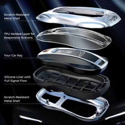 Asign Metal Key Fob Cover for Porsche Keys