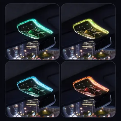 Crystal-style overhead light trim reflecting multiple ambient cabin colors in a Mercedes-Benz interior