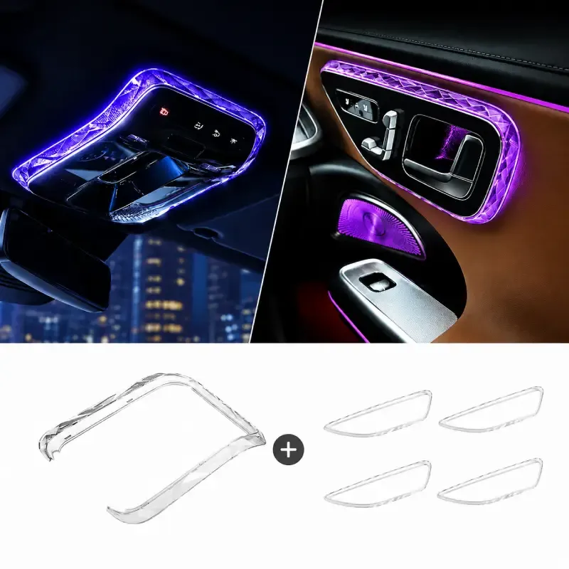Asign Crystal-Style Door Ambient Light & Overhead Reading Light Trim Bundle for Mercedes-Benz