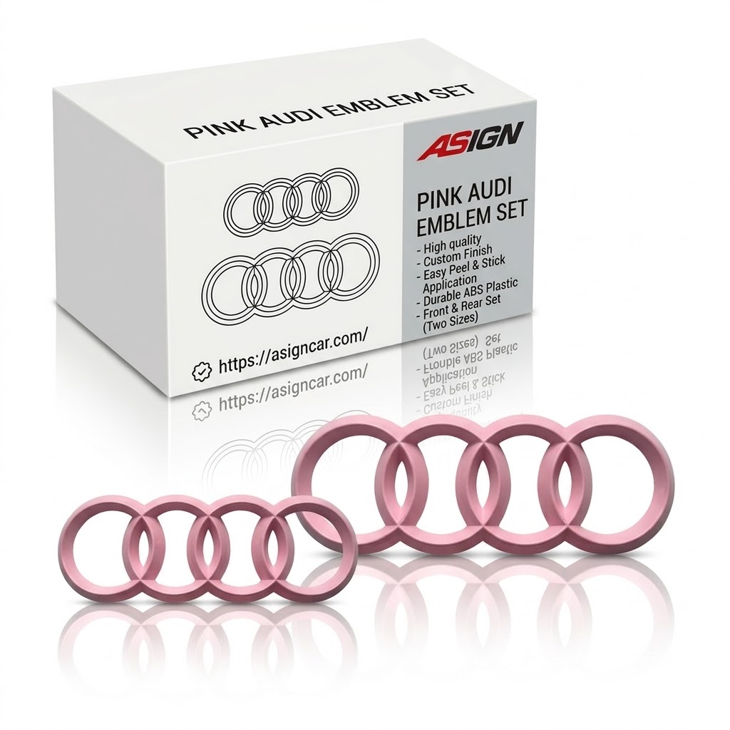 Asign Glossy Pink Emblem For Audi (Stick-on Version) – Lightweight, Durable, Easy Installation