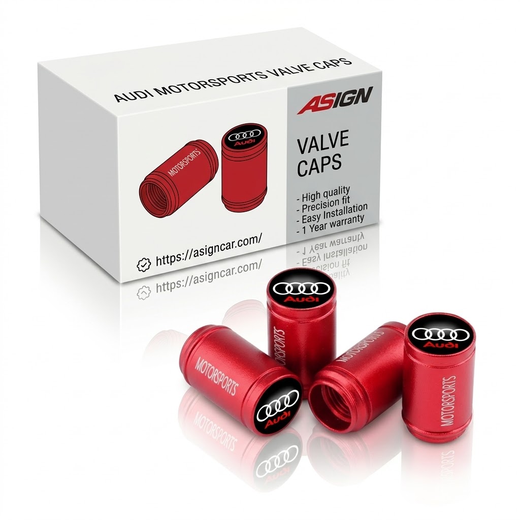 Asign Audi Tire Valve Cap Aluminum Alloy Silver/Black/Red Two Logo Styles