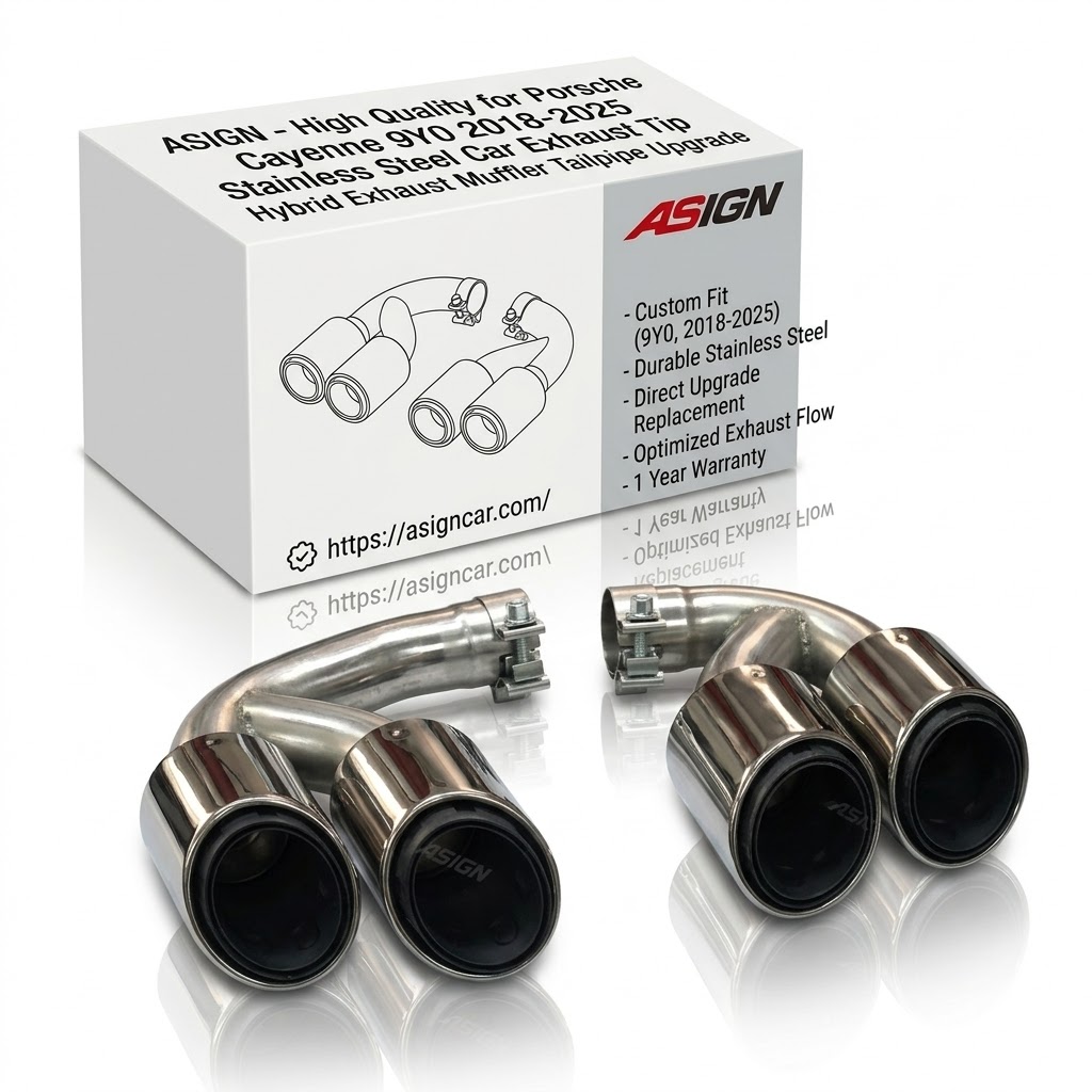 Asign - High Quality for Porsche Cayenne 9Y0 2018-2025 Stainless Steel Car Exhaust Tip Hybrid Exhaust Muffler Tailpipe Upgrade
