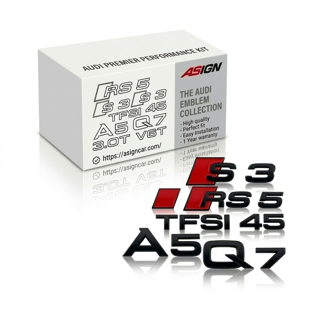 Asign Blackout Rear Emblem Replacement Black Audi Lettering Badge For All Audi Models - A4 A5 S4 S5 Q3 Q5 Q7 RS7
