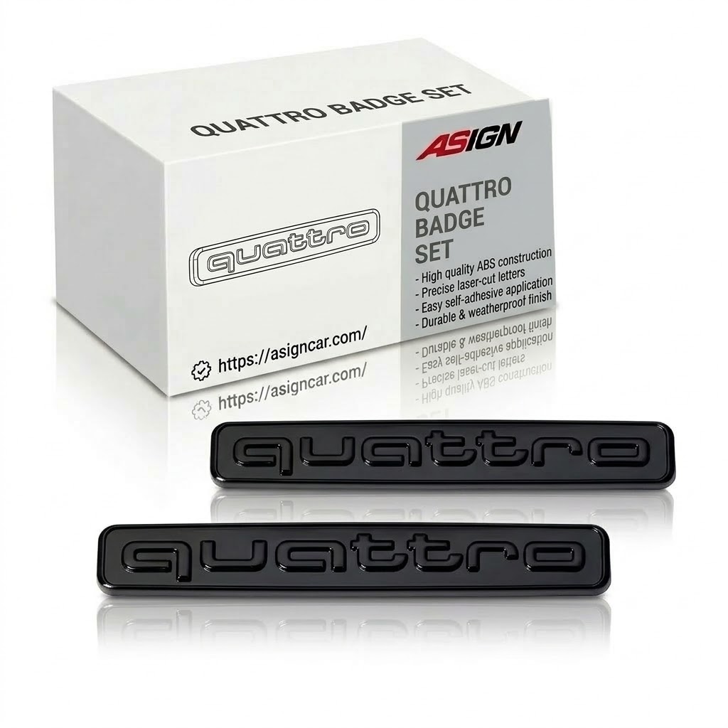 Asign Blackout Rear Emblem Replacement Black Quattro Badge For All Audi Models - A4 A5 S4 S5 Q3 Q5 Q7 RS7