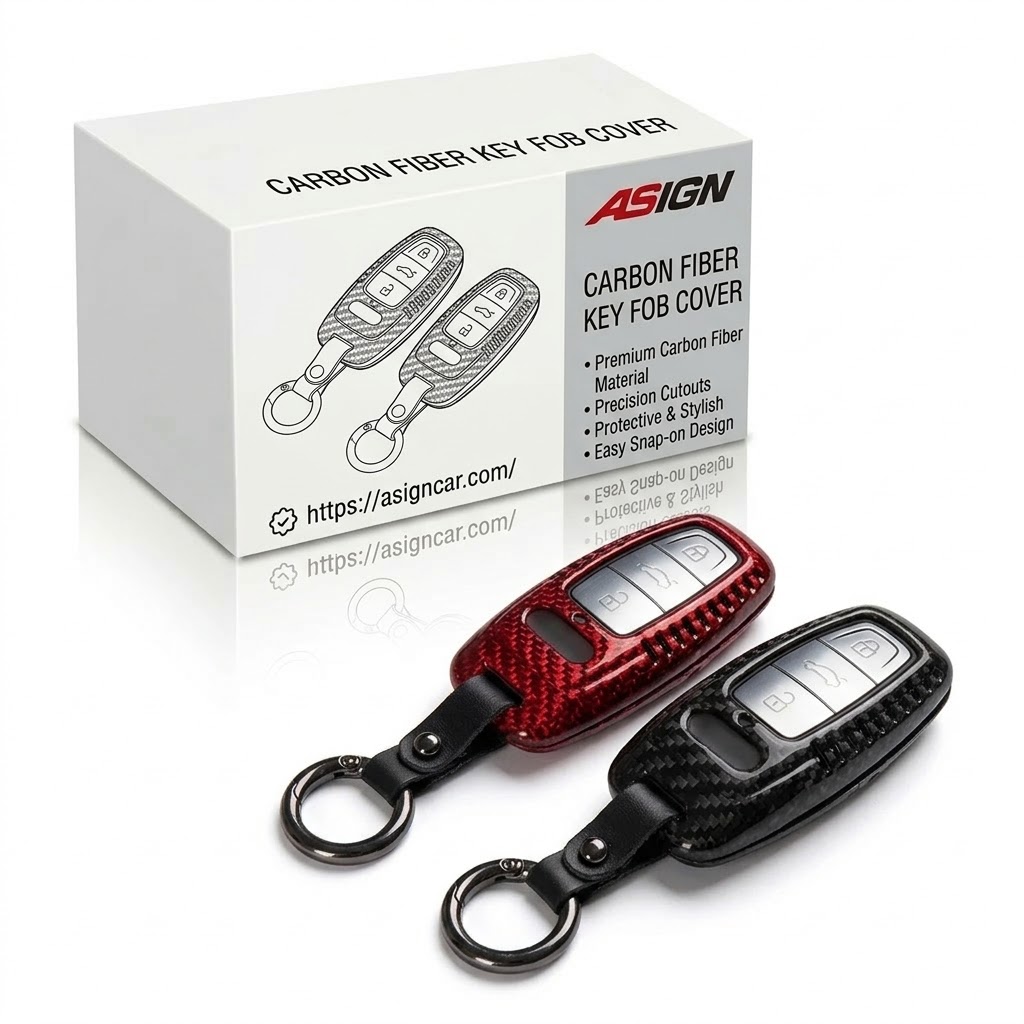 Asign Carbon Fiber Car Key Fob Cover Shell Case For Audi Keys
