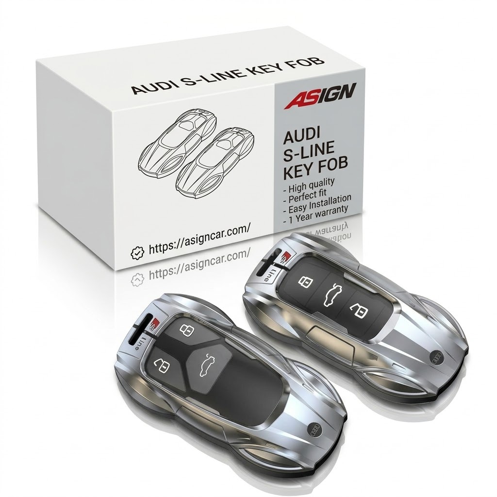 Asign Audi Sports-Car Styling Metal Key Fob Cover - Scratch proof Alloy Protective Shell Key Fobs