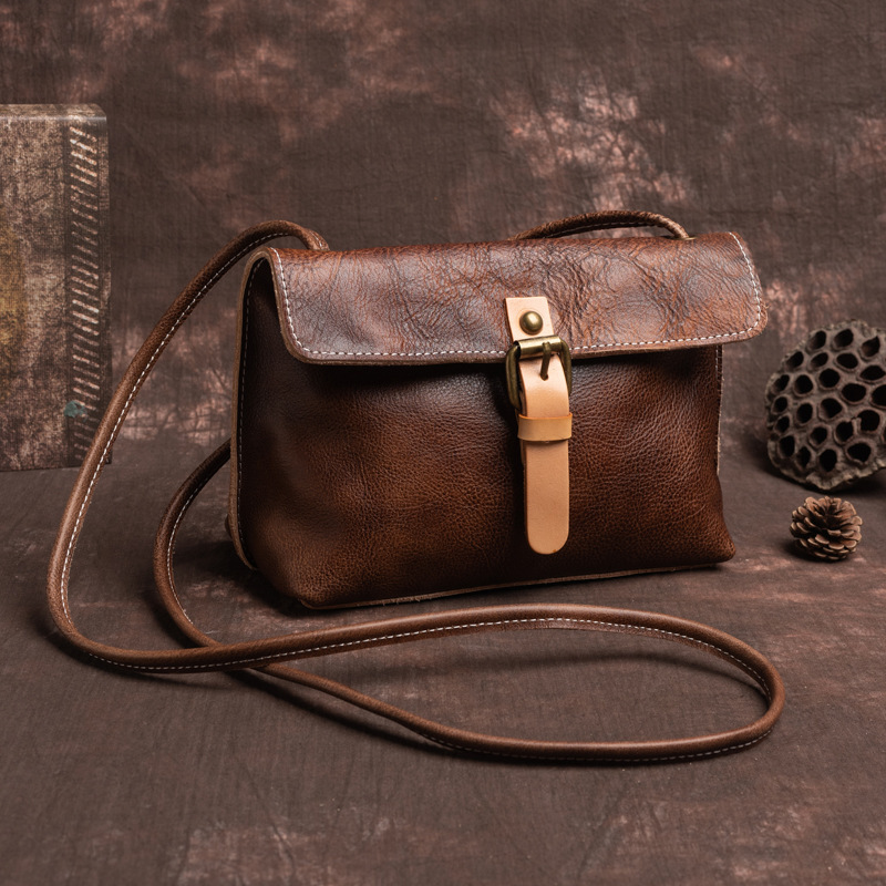 Tree Cream Leather Retro Soft Shoulder Bag