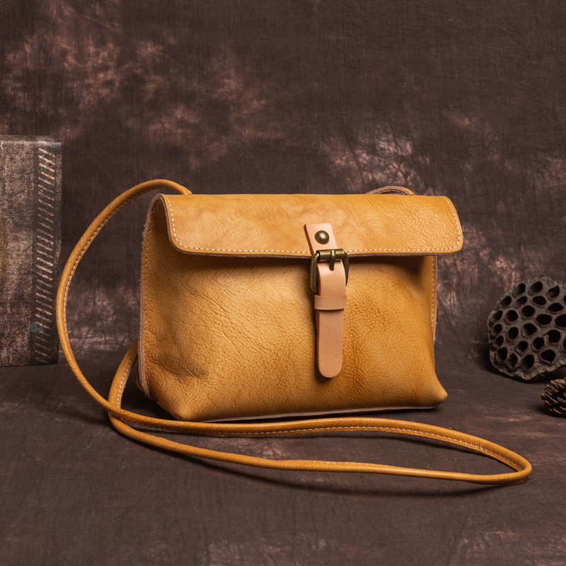 Tree Cream Leather Retro Soft Shoulder Bag