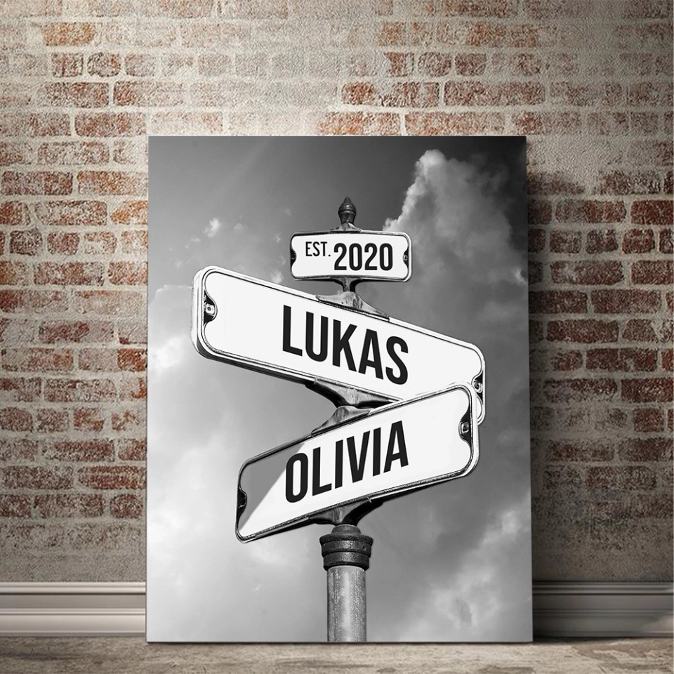 Personalized Canvas "Vintage Street Sign for couples"💕Free Shipping Worldwide