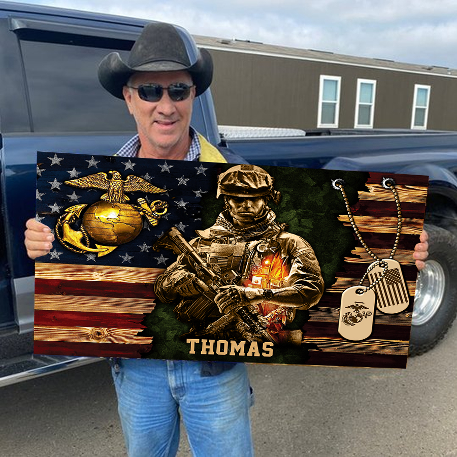 Personalized Wood Military Soldier Flag Board