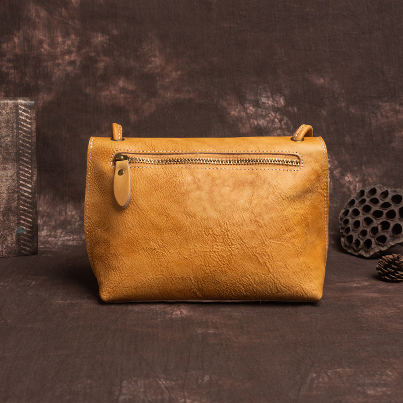 Tree Cream Leather Retro Soft Shoulder Bag