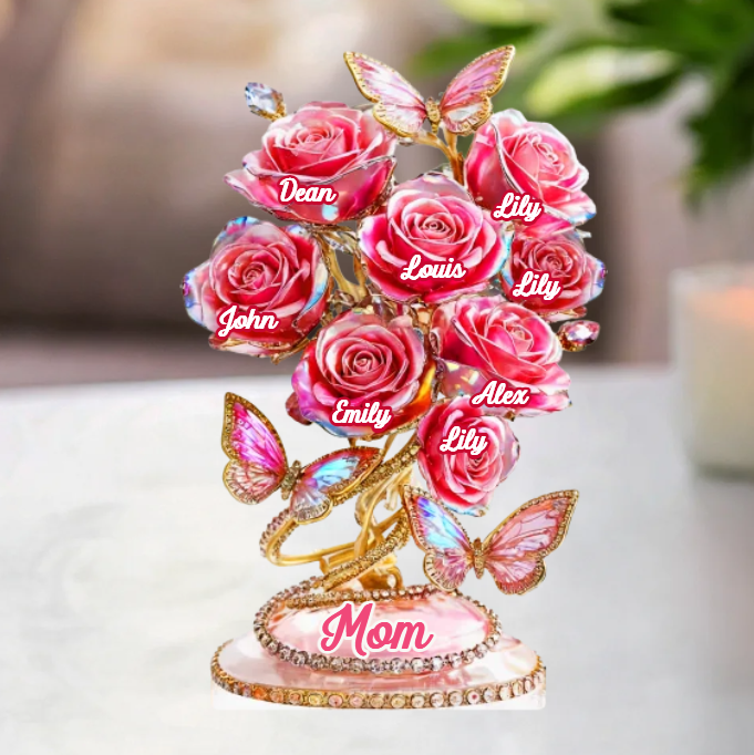 Each Rose Holds A Piece Of Your Heart - Family Personalized Custom Acrylic Plaque Custom Shape - Mother's Day, Gift For Mom, Grandma