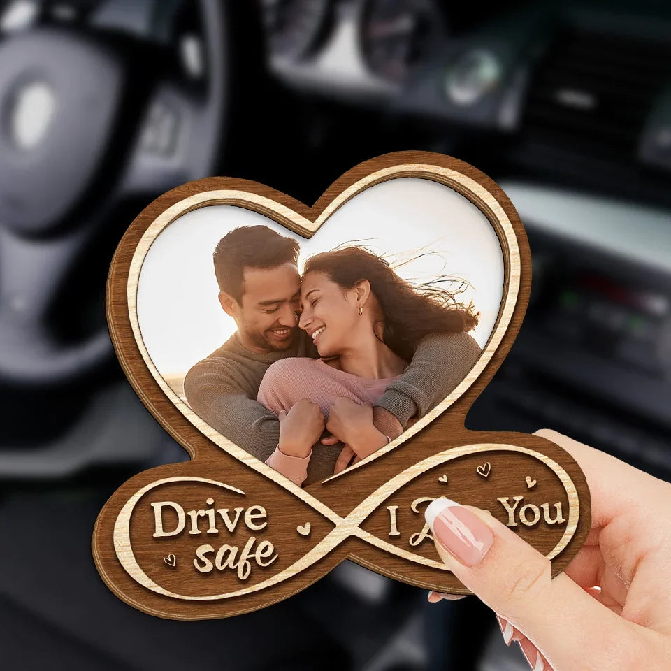 Custom Photo Drive Safe, I Love You - Couple Personalized Custom Car Visor Clip - Christmas Gift For Husband Wife, Anniversary