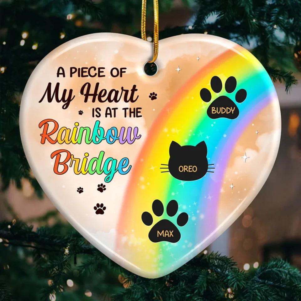 I Wish The Rainbow Bridge Had Visiting Hours - Memorial Personalized Custom Ornament - Ceramic Heart Shaped - Sympathy Gift, Christmas Gift For Pet Owners, Pet Lovers