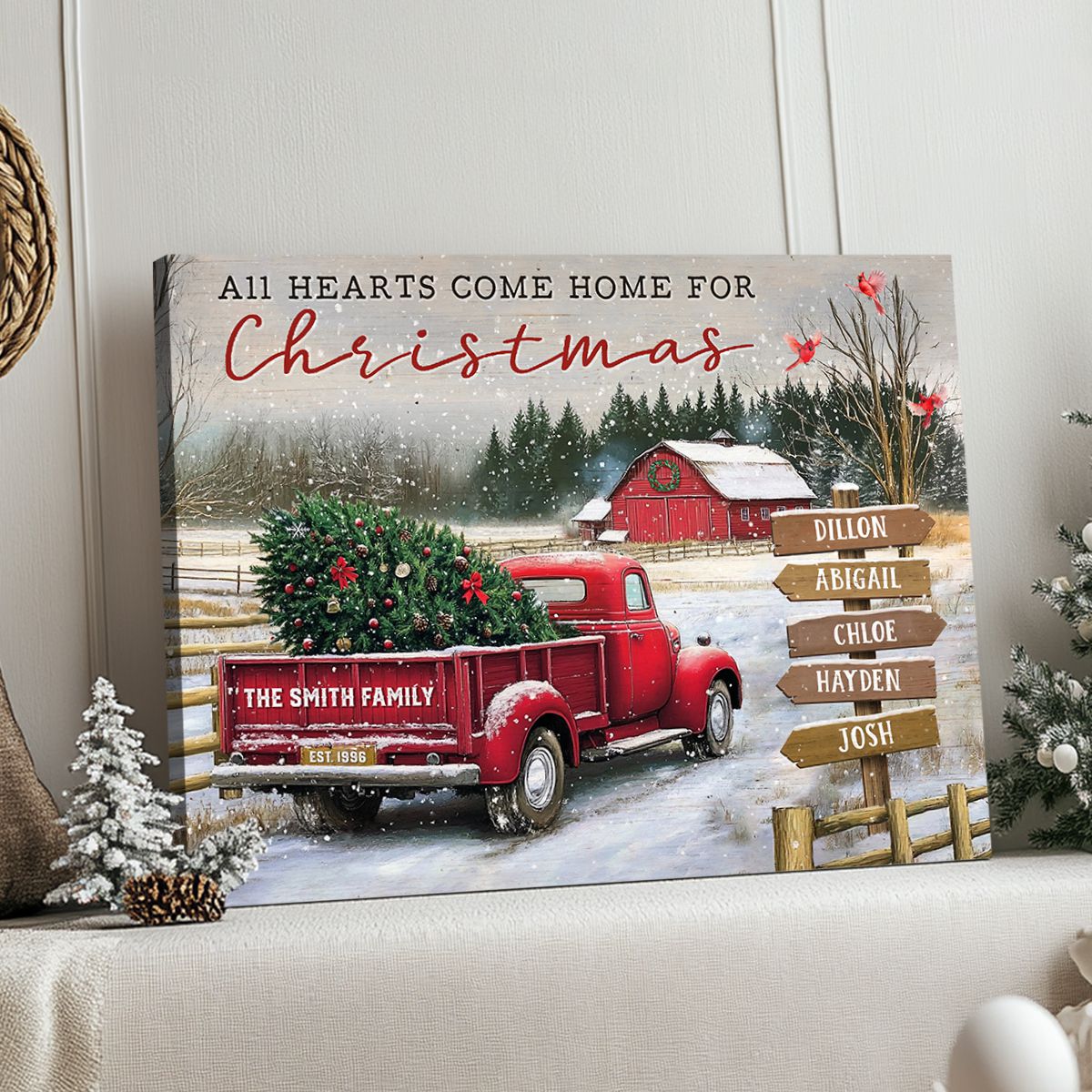 Christmas Gifts for a Family Custom Family Name Ready to Hang Canvas