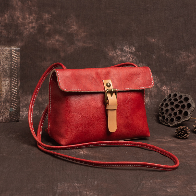 Tree Cream Leather Retro Soft Shoulder Bag