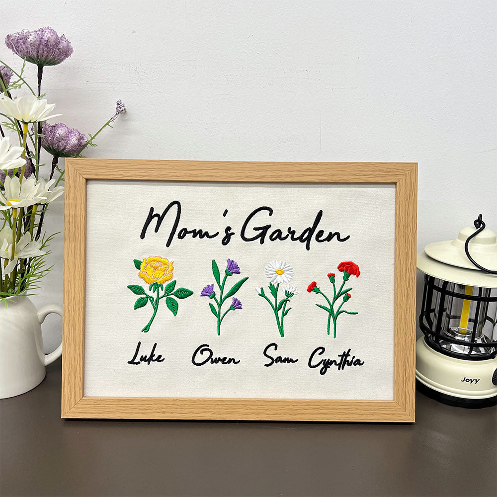 50%OFF⭐️Embroidered Birth Month Flower  Canvas Photo Frame