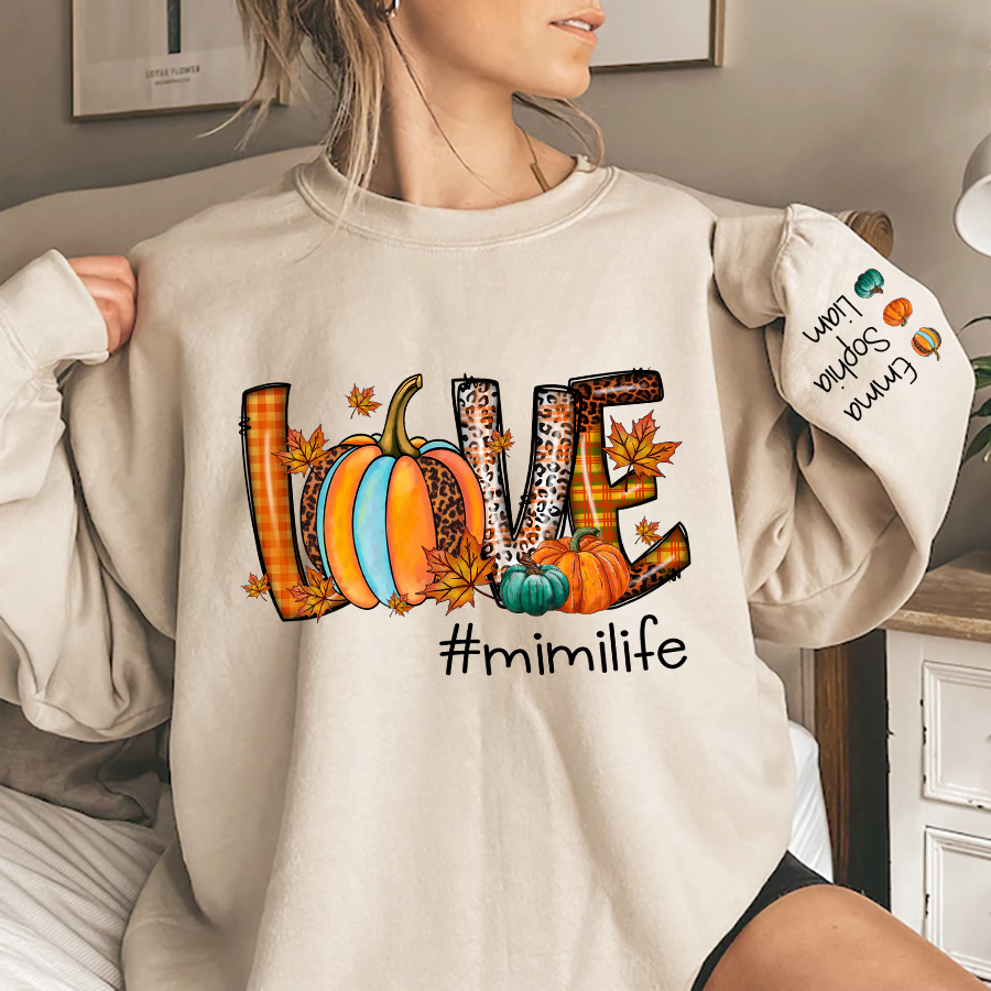 Love Fall Autumn Sweatshirt, Mimi Life Pumpkin Autumn, Grandma Gift, Autumn Gift TH Sweatshirt
