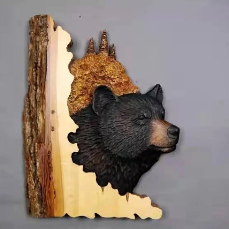 Animal Carving Handcraft Wall Hanging Sculpture Wood