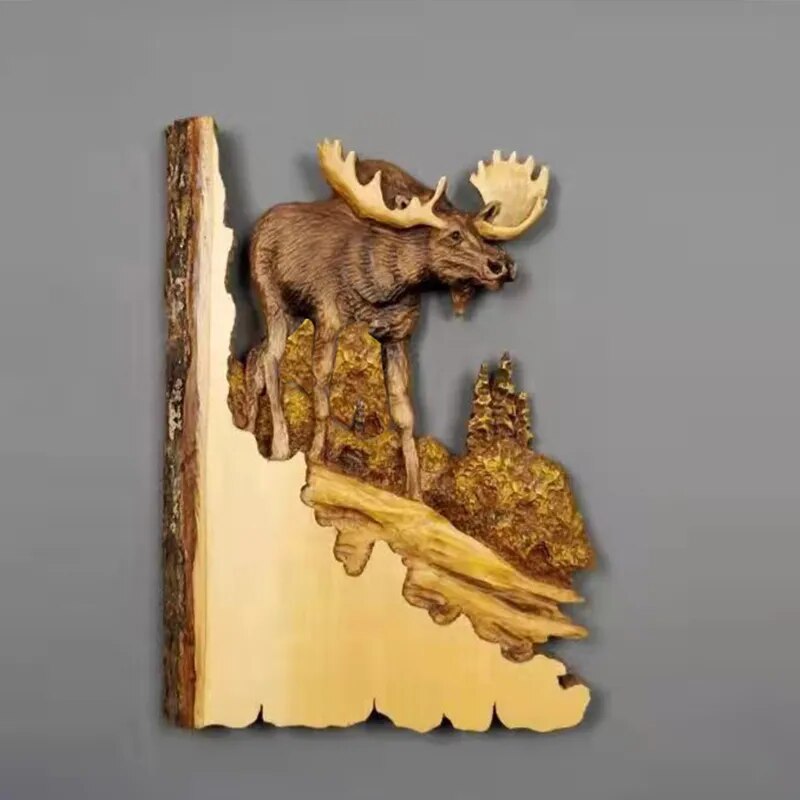 Animal Carving Handcraft Wall Hanging Sculpture Wood