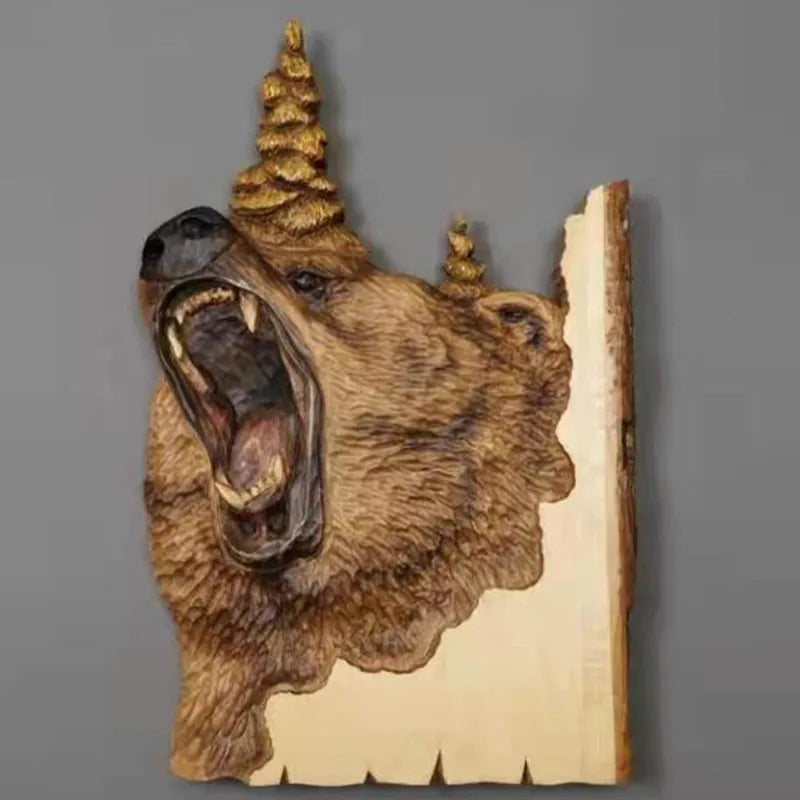 Animal Carving Handcraft Wall Hanging Sculpture Wood