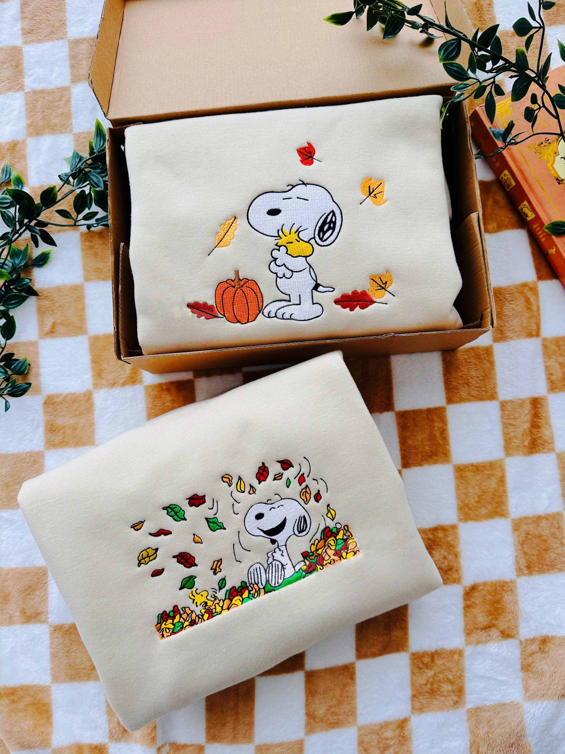 Vintage Embroidered Fall Sweatshirt Inspired Halloween Peanuts Snoopy Pumpkin