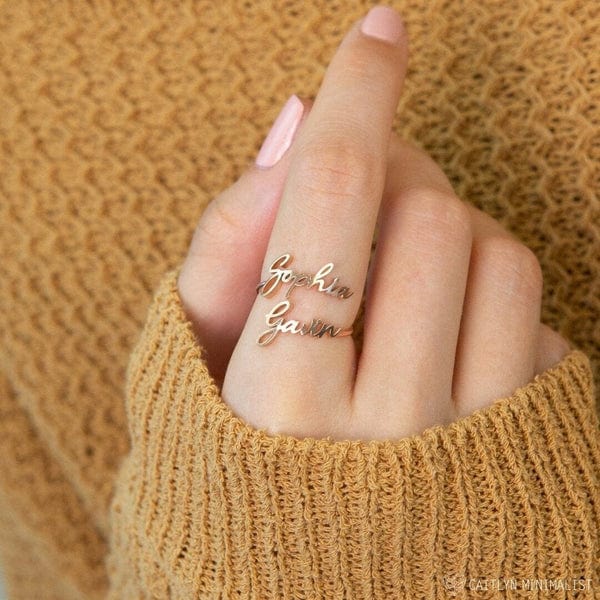 Adjustable Couple Name Ring