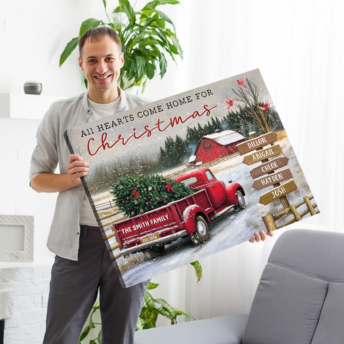 Christmas Gifts for a Family Custom Family Name Ready to Hang Canvas