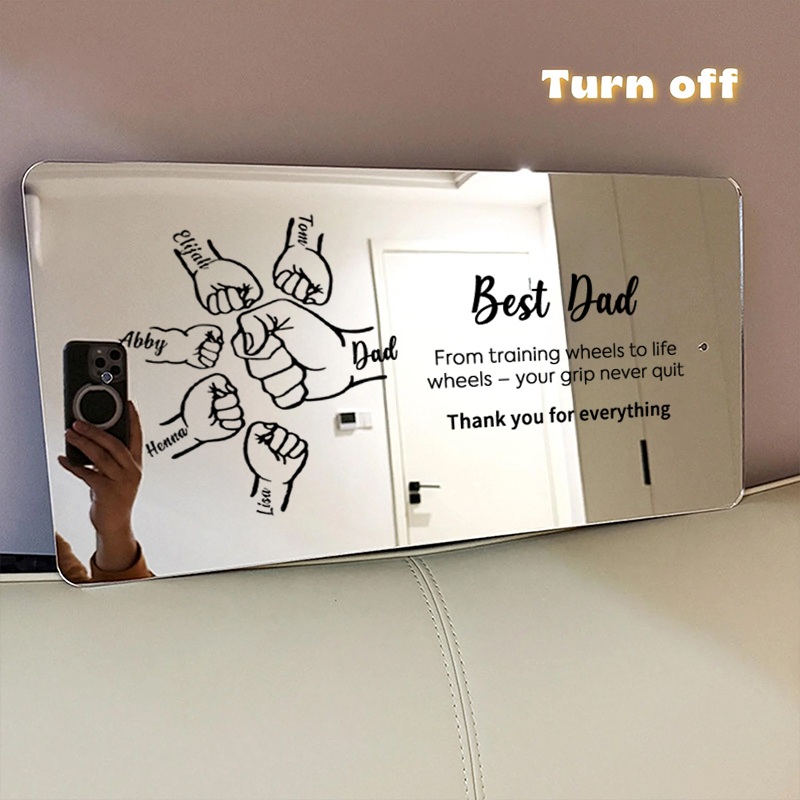Dad's Hands Customized Dad And Child's Name Personalized Mirror Light