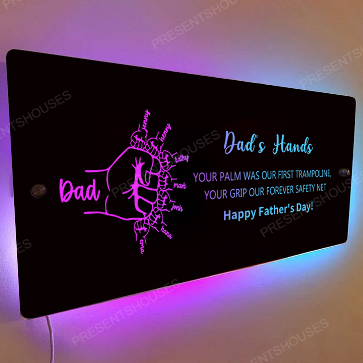 Super Dad's Fist - Customized Dad and Kids' Name Personalized Mirror Light
