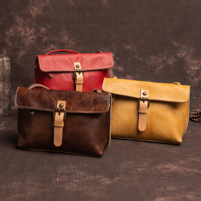 Tree Cream Leather Retro Soft Shoulder Bag