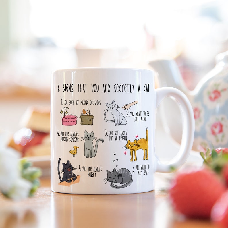 Six signs that you are secretly a cat | crazy cat lady mug | cat mug | gifts for cat lovers | Cat Lover Gift Mug | 