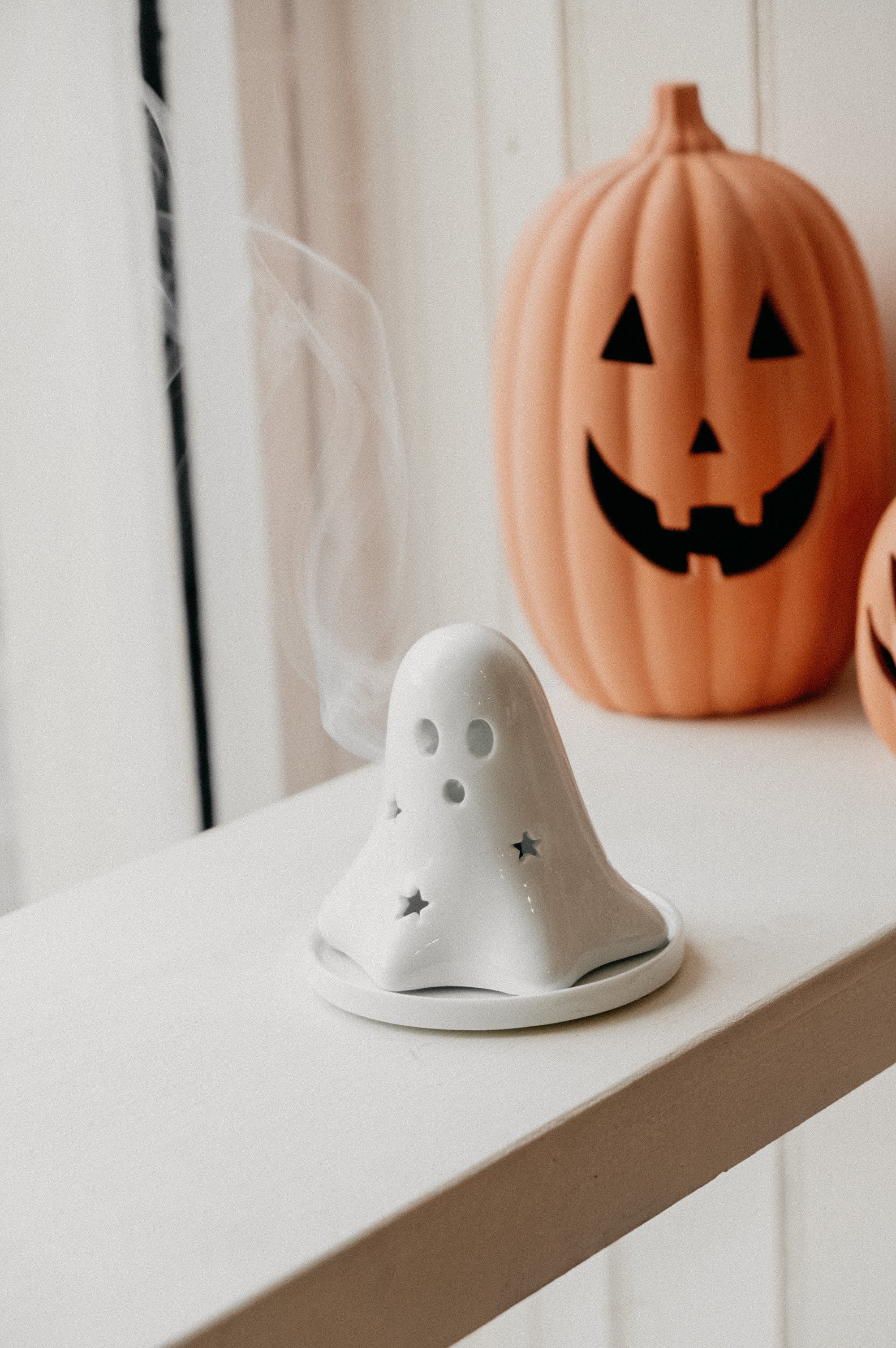 Ghost Halloween Autumn Incense Cone Burner / Tealight Holder