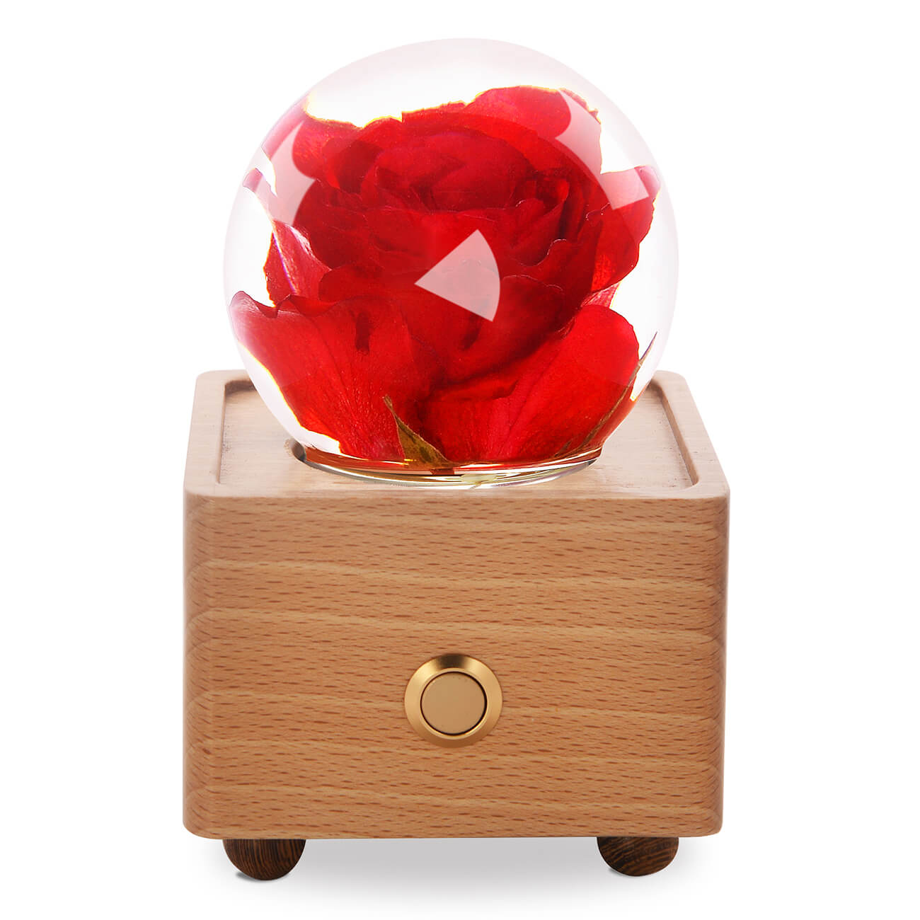 Red Rose Crystal Ball Bluetooth Speaker with LED Mood Light