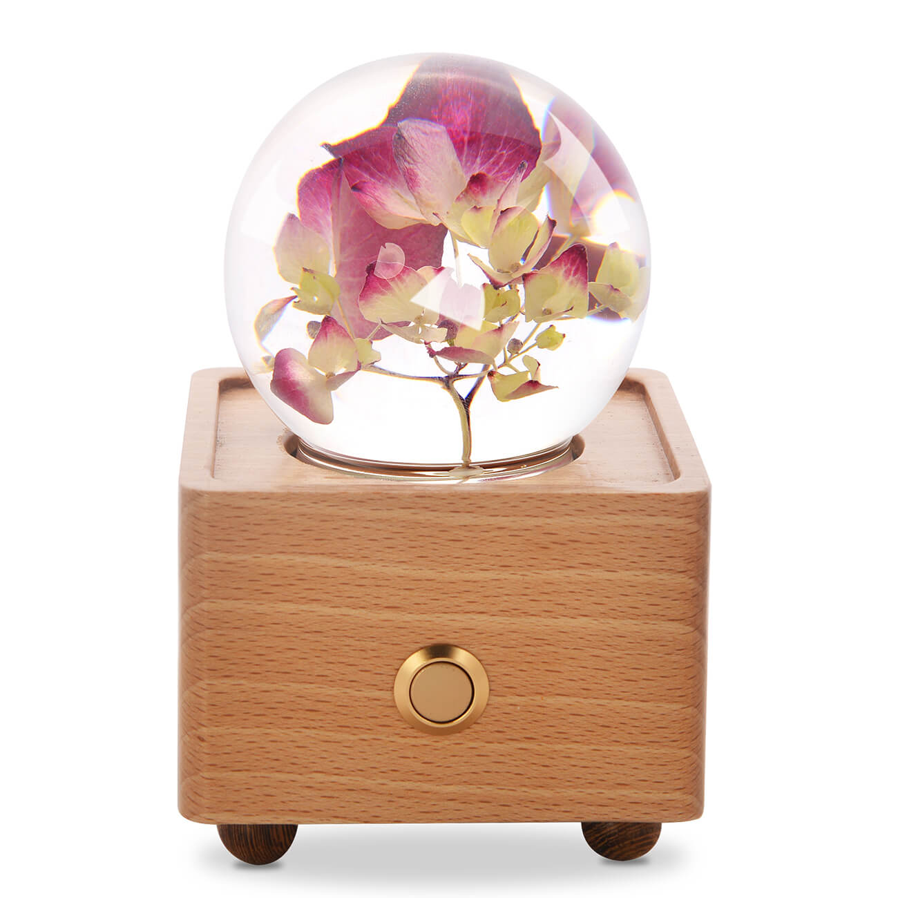 Red Hydrangea Crystal Ball Bluetooth Speaker with LED Mood Light