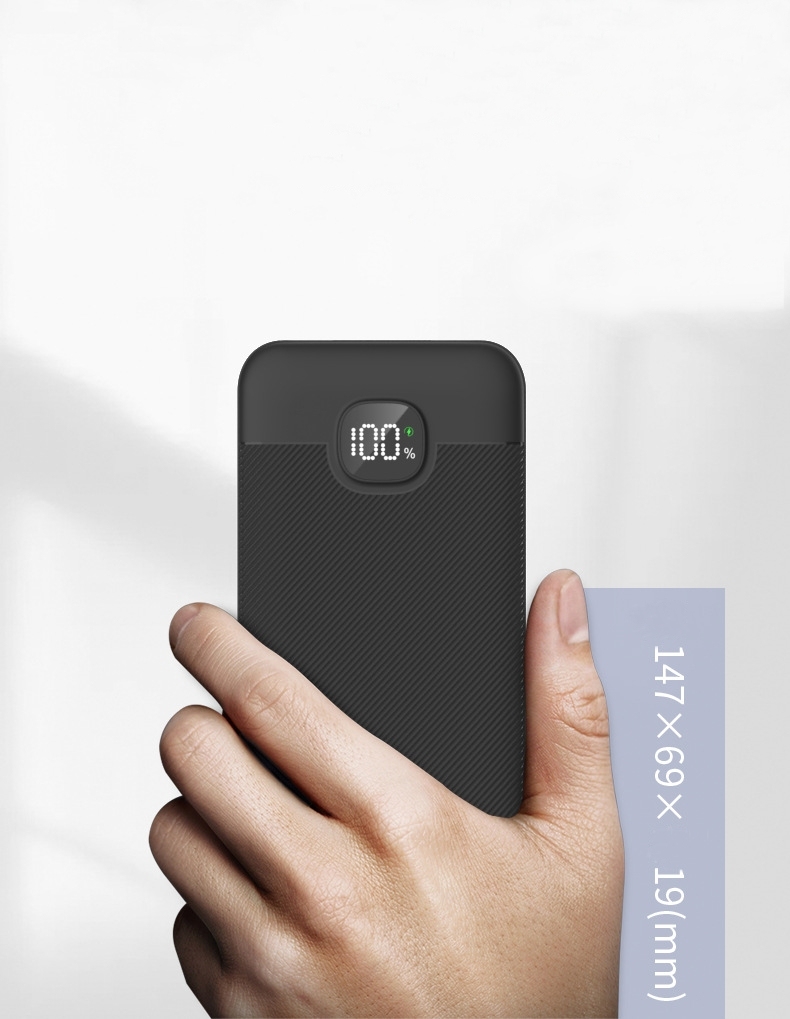 PDMAX 10000mAh big capacity powerbank fast charging powerbank with LED display with built-in charging cable