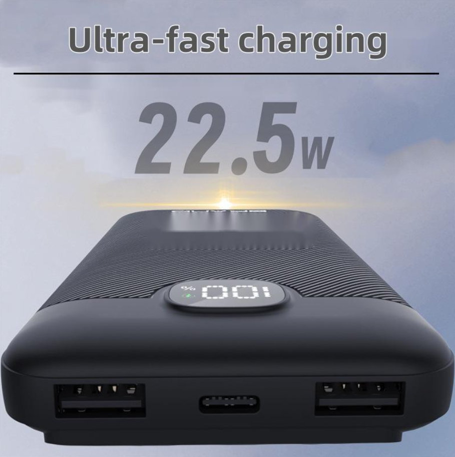PDMAX 10000mAh big capacity powerbank fast charging powerbank with LED display with built-in charging cable