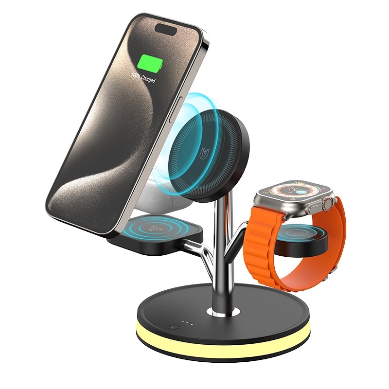 PDMAX 3 in 1 Wireless Charging Station Compatible with MagSafe Charger for Apple Fast Wireless Charger Stand for iPhone 16,15,14 Pro Max Series, iWatch Series, Airpods 3, 2, Pro