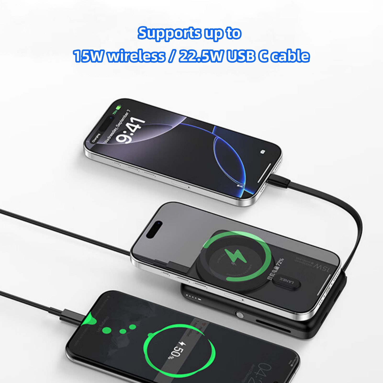 Ultra Portable 10000mAh PD 22.5W Mini Magnetic Wireless Power Bank with Stand Display Charging Features