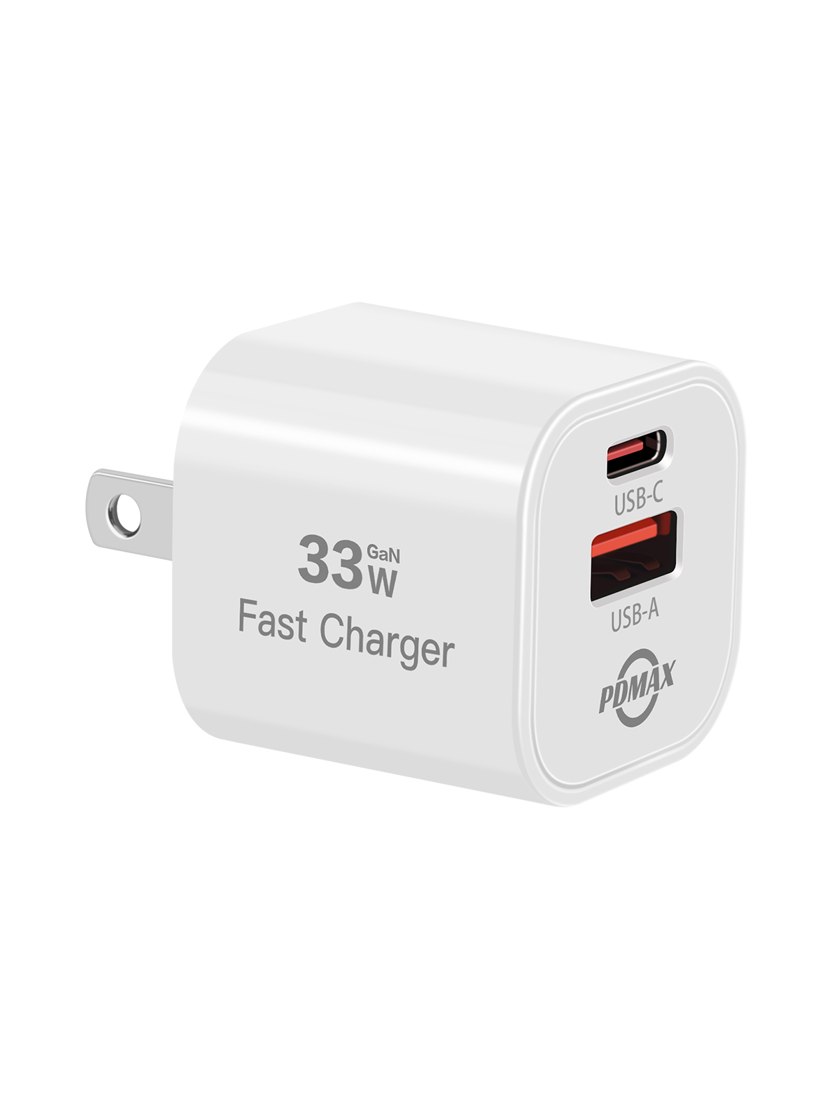 PDMAX 33W USB-C Charger Block, Fast Charging USB-C & USB-A Wall Charger, Dual Port with Gan Tech,for iPhone, Galaxy, Pixel, iPad, AirPods & MacBook Air 